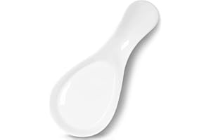 GDCZ Porcelain Spoon Rest - Large Spoon Holder Utensil Rest for Kitchen Counter Stove Top, Dishwasher Safe (White)