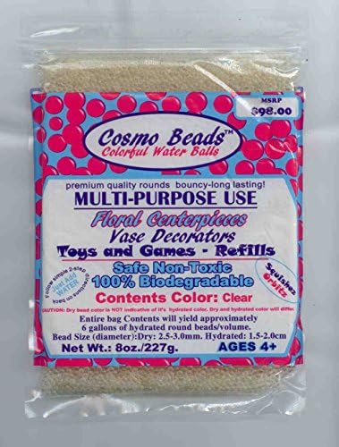Clear - Cosmo Beads Brand Premium Quality Water Beads - Clear-Centerpiece Wedding Tower Vase Filler-Makes 6 Gallons with a 8 Ounce Pack