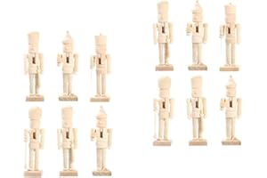 ABOOFAN 12pcs Christmas Wooden Unfinished Nutcracker Figurine DIY Blank Unpainted Nutcracker Puppets Walnut Soldier Figure Desktop Ornament Fireplace Shelf Tiered Tray Decor Random