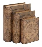 Deco 79 Beautifully Designed Wood Leather Book Box, Set of 3 (Kitchen)