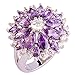 Psiroy Women's 925 Sterling Silver Plated Created Amethyst Filled Flower Shaped Statement Ring Size 8