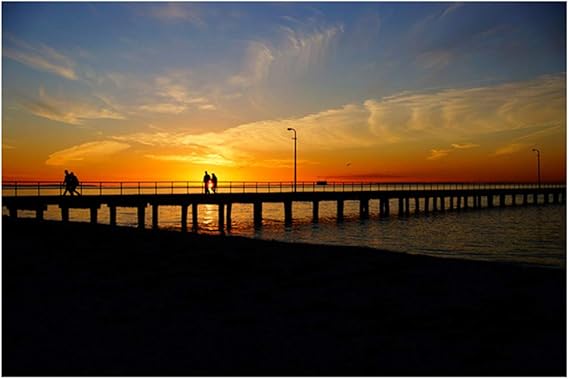 ASLKUYT Personas En El Muelle Al Atardecer, Carteles De Lienzo E