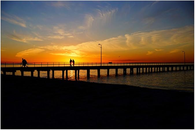 ASLKUYT Personas En El Muelle Al Atardecer, Carteles De Lienzo E