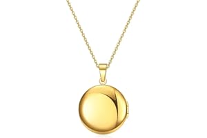 KunBead Round 20 inch Love Open Photo Locket Necklace with Picture inside-Stainless Steel for Women