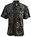 Johari West Men's Button-Down Short Sleeve Shirt, Geometric Forest (Black, Large)