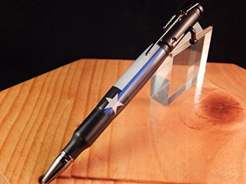 30 Caliber Bolt Action Ballpoint with Thin Blue Line Texas Flag Acrylic #BP00317 / Hand Made