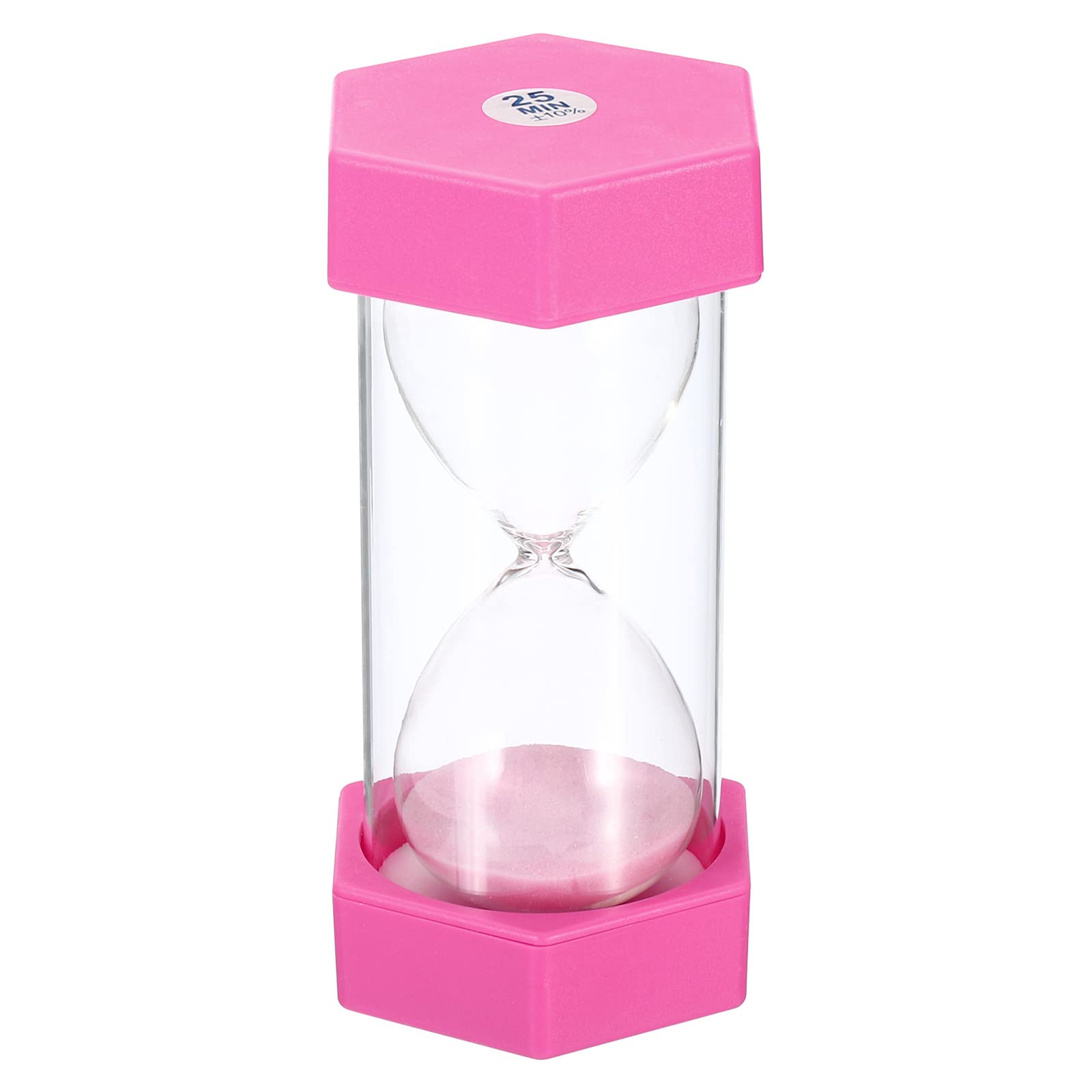 PATIKIL 25 Minute Sand Timer, Hexagon Small Sandy Clock with Plastic Cover, Count Down Sand Glass for Games, Kitchen, Party Favors DIY Decoration, Pink