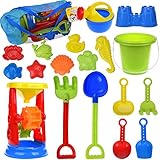 19 PCs Kids Beach Sand Toys Set Sand Water Wheel, Beach Molds, Beach Bucket Beach Shovel Tool Kit, Sandbox Toys for Toddlers, Kids Outdoor Toys