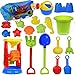 19 PCs Kids Beach Sand Toys Set Sand Water Wheel, Beach Molds, Beach Bucket Beach Shovel Tool Kit, Sandbox Toys for Toddlers, Kids Outdoor Toys primary