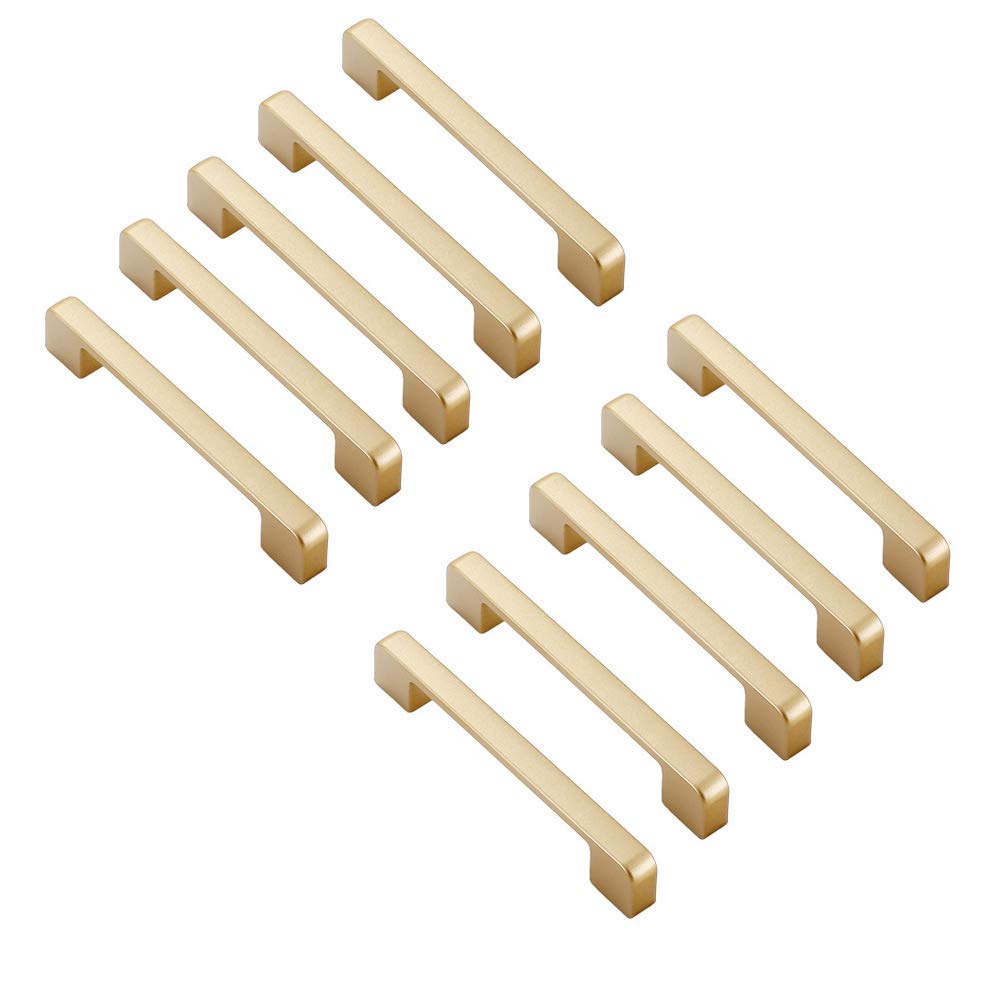 MARGUERASW 10 Pack Gold Cabinet Pulls Gold Cabinet Handles 96mm-Kitchen Cabinet Handles Gold Drawer Pulls Dresser Drawer Handles for Cabinets