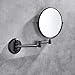 Rozin Wall Mounted Bathroom Folding Beauty Makeup Mirror Dual Sided with 3X Hairdressing Magnifer Black Color