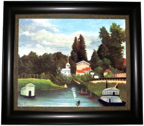 Henri Rousseau Mill of Alfort - Dark Brown Framed Canvas Print Reproduction 30 x 26