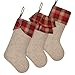Ivenf Christmas Stockings, 3 Pcs 21 inches Burlap Extra Large Plaid Imitated Stockings, for Family Holiday Xmas Party Decorations