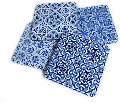 Blue Boho Drink Coasters - Square