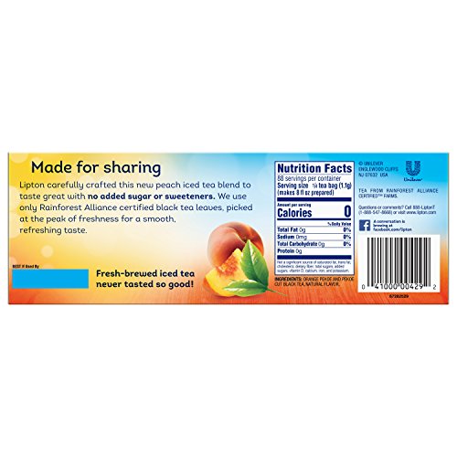Lipton Family Black Iced Tea Bags Peach 22 count, pack of 6 Pricepulse