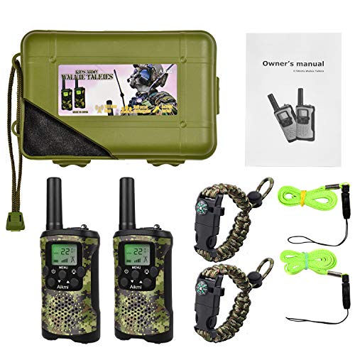 Walkie Talkies for Kids 22 Channel 2 Way Radio 3 Mile Long Range Ingenious Communication Gadget Preventing Myopia Toys Best Birthday Gifts for 6 year old Girls Fit Outdoor Adventure Game (Green camo)