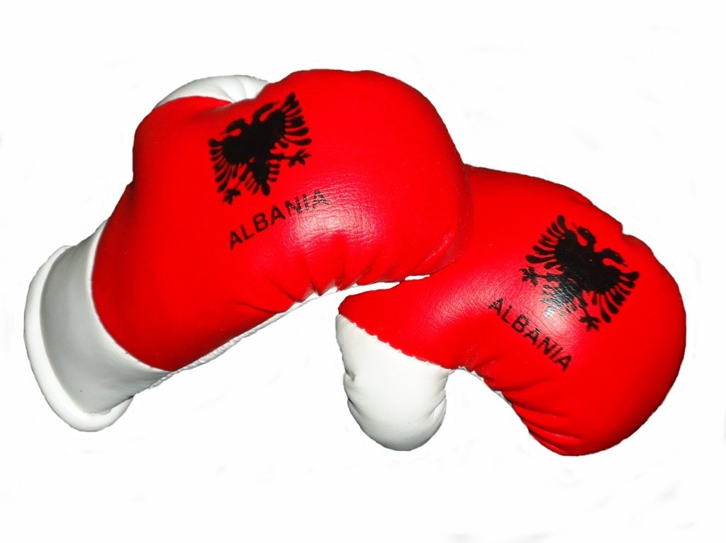 Sportfanshop24 Mini boxing gloves, Albania, 1 pair (2 pieces), mini boxing gloves e.g. for car interior mirror.