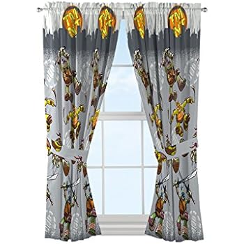 Nickelodeon Teenage Mutant Ninja Turtles Cross Hatching Gray Curtains/Drapes 4 Piece Set (2 Panels, 2 Tiebacks)