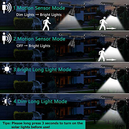 JSOT Solar Spot Lights, Outdoor 18 LED Landscape Lamps Super Bright Spotlight Waterproof Flood Lamp with Motion Sensor for Deck Yard Garden Garage Driveway (White - 4 Pack)