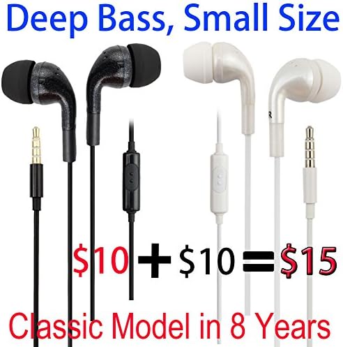 Dairle EP177 Black and White (2pack) Wired Earbuds Earphones with Microphone