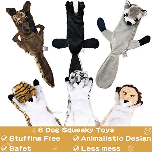 Gooswexmzl Stuffing Free Dog Toys with Squeakers for Small and Large Breeds, Chew Toys for Dogs, Dog Toy 6 Packs