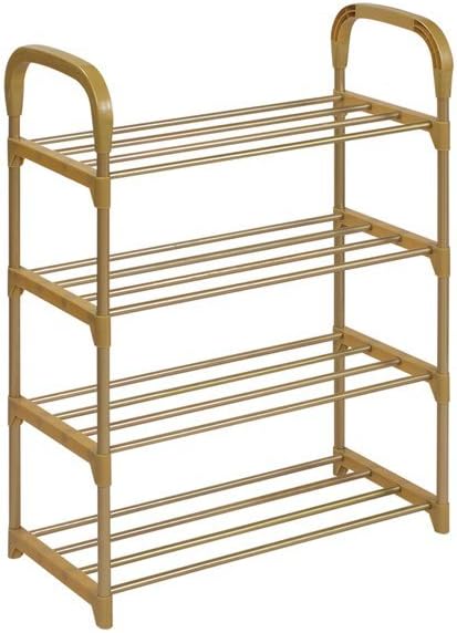 Rack LUYIASI Storage Plastic Shoe Multilayer Assembly Economical Detachable Shoe Rests Simple Home Stitching (Color : Gold)