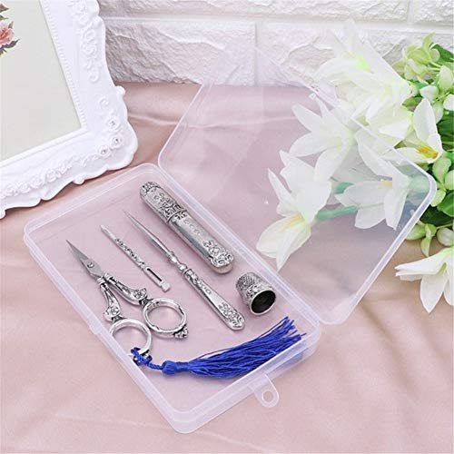 Tulas Sewing Scissors Set Vintage Embroidery Tool Alloy Awl Threader Thimble Needle Case Kit