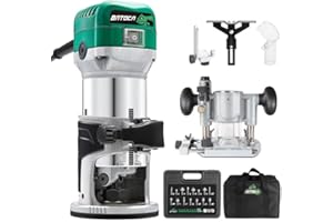 BATOCA Plunge Router Kit, 1-1/4 HP Max Torque Router Tool with Fixed Base, 6 Variable Speed Wood Trimmer Router Combo Tool for Woodworking, Carving, Trimming, Slotting