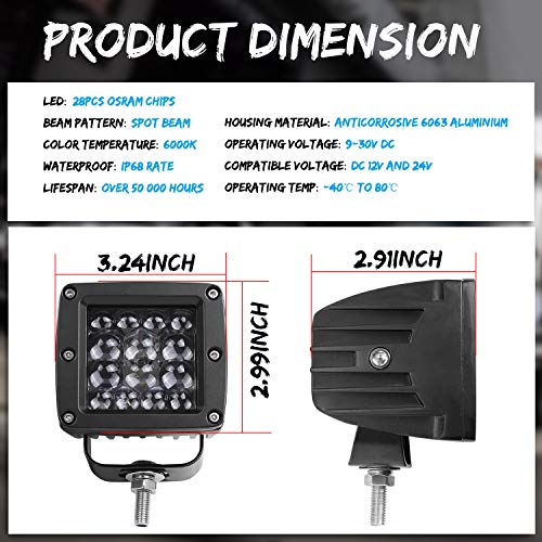 Swatow Industries LED Cube Lights 2PCS 84W Osram Quad Row 3 Inch LED Pod Lights Off Road Spot Beam Driving Lights Fog Lights Square Work Lights for Truck Offroad SUV ATV UTV Motorcycle Boat