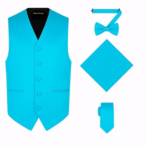 Oliver George 4pc Men's Vest and Tie Set For Men Bow Tie
