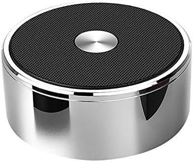 Round Portable Wireless Bluetooth Speaker Small Size Powerful Sound Strong Metal Enhanced Bass, High-def Sound, Easy in Use for iPhone, iPad, Android Smart Phones, Tablets and PC - Titanium Black