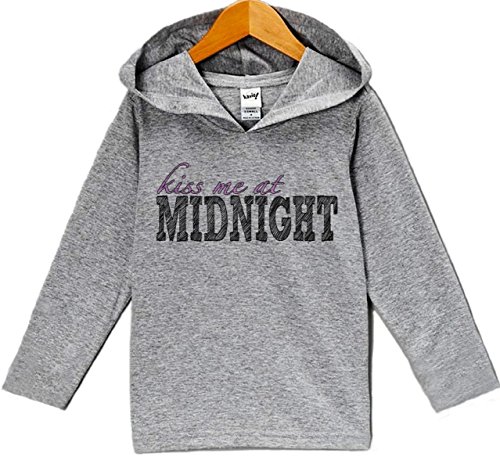 Custom Party Shop Baby Girl's Kiss Me At Midnight New Years Eve Hoodie Pullover 18 Months Grey