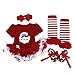 BabyPreg Baby Girls My First Christmas Santa Costume Party Dress 4PCS