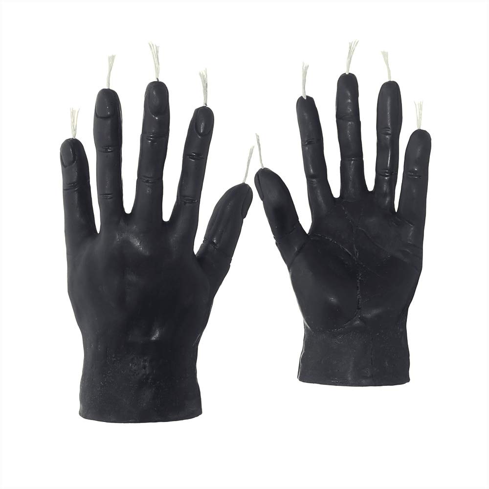 NKlaus - 2X Beeswax Rumeshand - Black Candle - Handmade Figurine Candle Gothic Skull Halloween Ritual Candle Hand Drop Candles 36319
