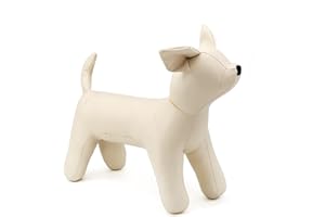 pawstrip Dog Mannequin PU Pet Clothing Display Stand Cute Dog Hangers for Clothes Store Leather Pet Sewing Mannequin Durable Puppy Standing Model (White, Small)