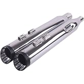 SHARKROAD 4" Chrome Slip-On Mufflers Exhaust Pipes For Harley Touring 2017-2023 Street Glide, Road Glide, Road King,Electra Glide, 21CB