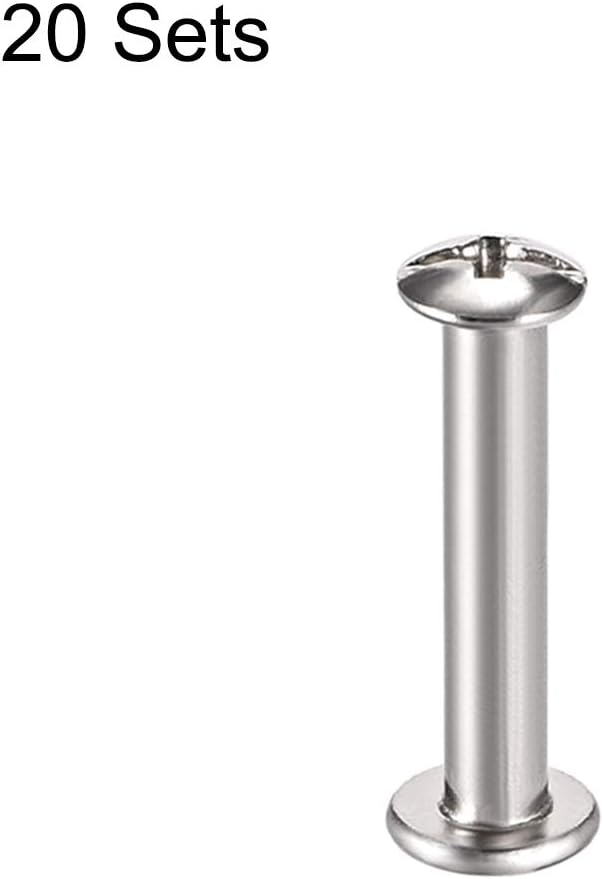 sourcing map Screw Post Fit for 1/8"(4mm) Hole Dia, Female 4x20mm Belt Buckle Binding Bolts Leather Fastener Carbon Steel 20 Sets - Image 5