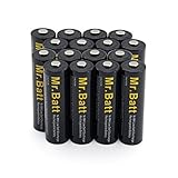 Mr.Batt High-Capacity AA Rechargeable Batteries (16 Pack) 2600mAh, Pre-Charged