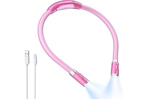 LUXJET Neck Reading Light & Book Light for Reading in Bed - Hands Free, 3 Colors & 6 Brightness Levels, 360° Flexible Arms, 80-Hour Rechargeable - Reading, Knitting, Camping, Repairing