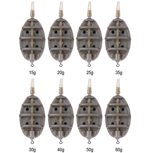 ZHUOTOP Plastic Feeder 4 Feeders Mould Set Carp Fishing Sinker Trough European Baiter Fishing Accessories 1# 15g+20g+25+35g