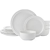 Pfaltzgraff Blooming Meadow 12 Piece Plates Bowls Dinnerware Set, Service for 4, Cream