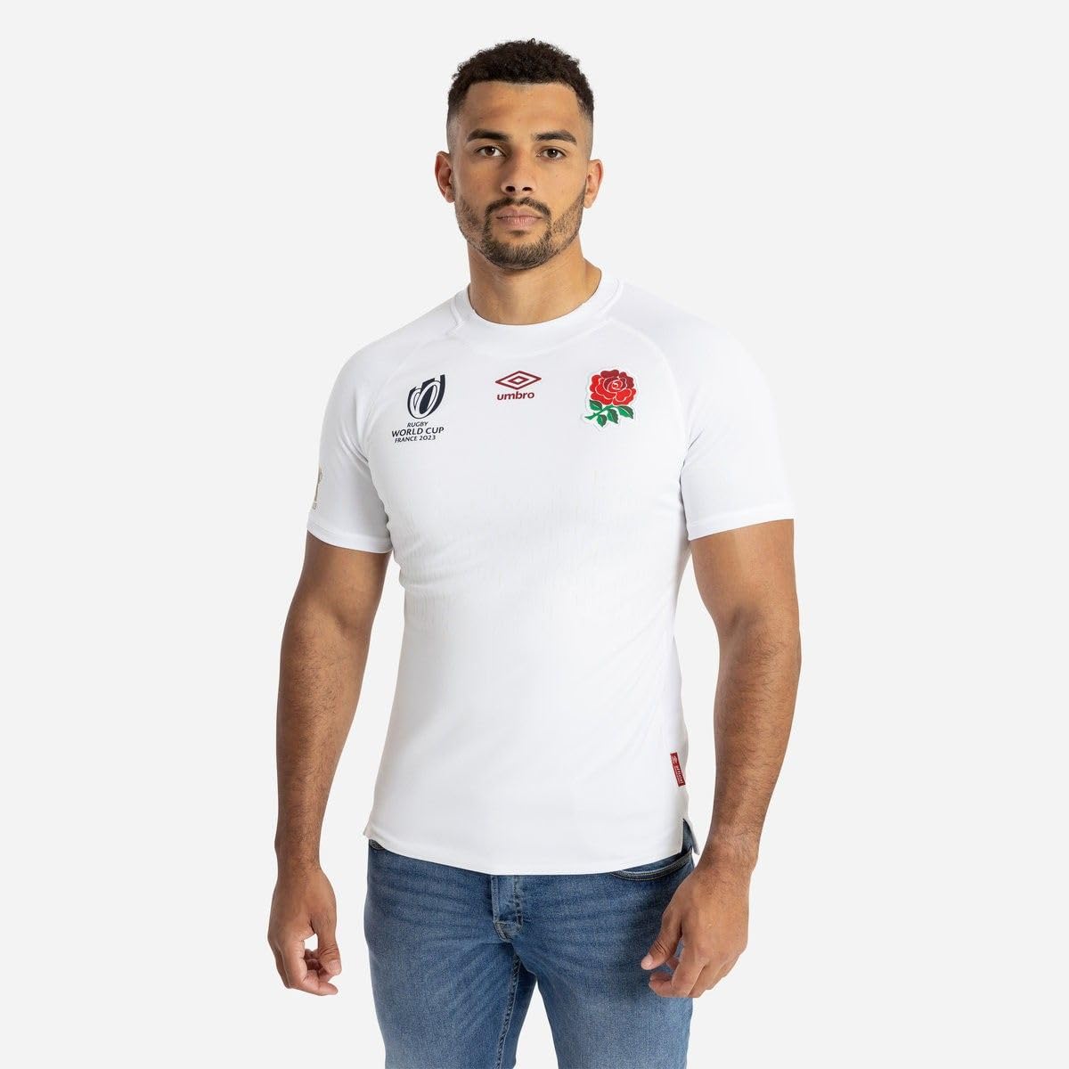 Umbro Mens England RWC2023 Rugby Home Shirt Adults Top White L