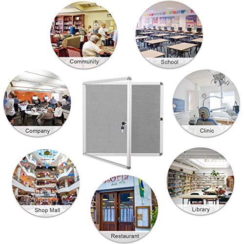 Swansea Enclosed Noticeboard Bulletin Pin Fabric Boards Tamperproof with Mounting Screws 6xA4 (28x26inch) - Thumbnail 4