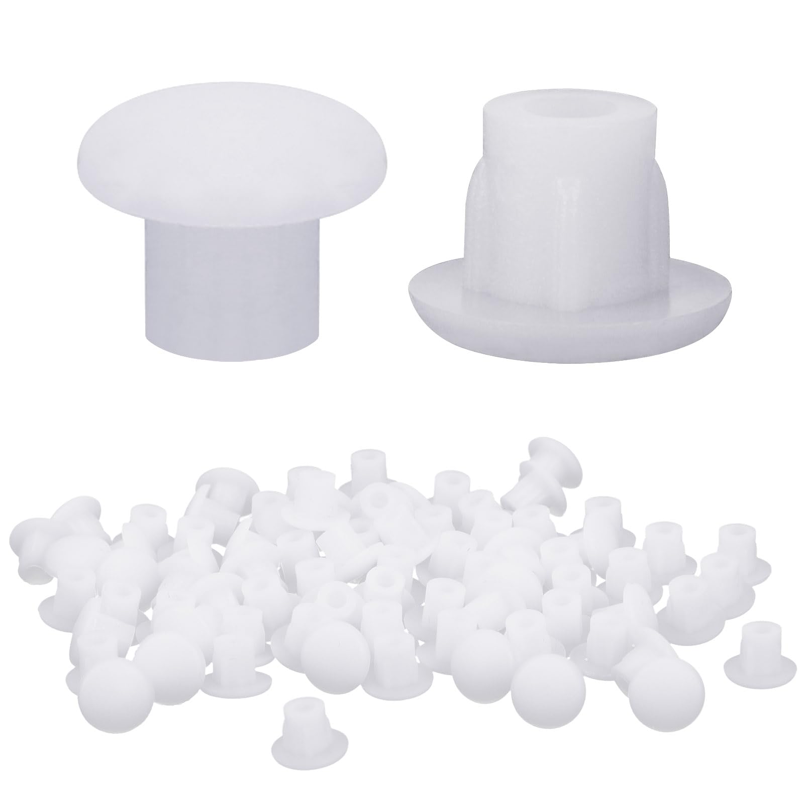 Photo 1 of 100 Pcs Plastic Hole Plugs 3/16"(5mm) Screw Caps Cover White Plastic Hole Plugs for Cabinet Cupboard Shelf Furniture