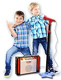 My first real look KARAOKE MACHINE with Mic adjustable up to 42 inches, Connects to all I pod, CD & MP3 players