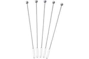 SZLFSX 5 pcs Stainless Steel Coffee Beverage Stir Sticks Cocktail Stirrers Drink Swizzle Stick 7.4" Swizzle Stick Picks Tools