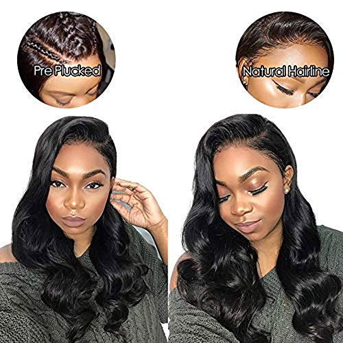 Leyerer Long Wavy Wig African Ladies Small Curly Hair Sets Wavy Curls Wig Brazilian Body Wave Lace Front Wigs for Black Women, (24 Inchs, Black)