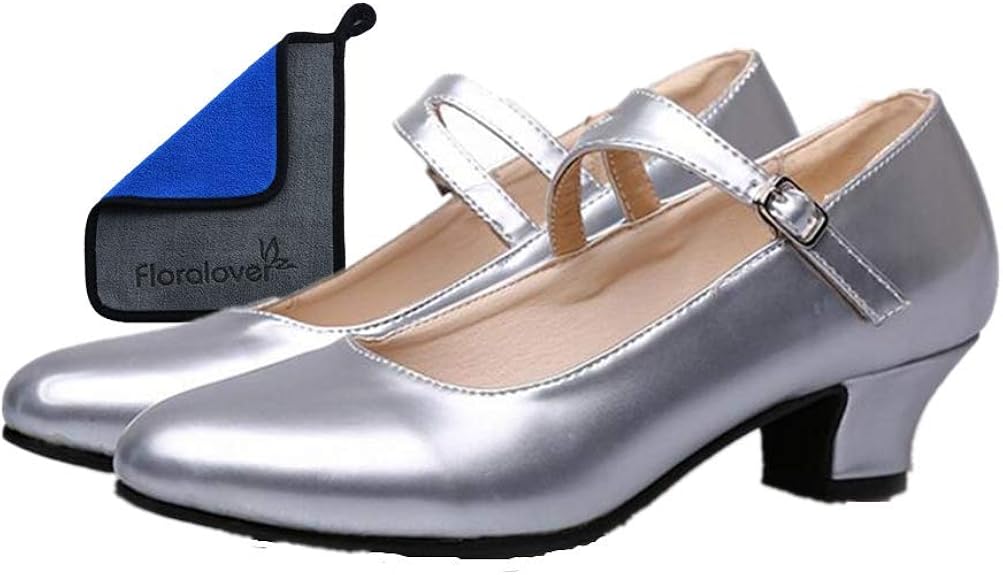 Amazon [カレン] レディース ラテン ダンス シューズ 女性 社交 ダンス 靴 ローヒール 社交 演奏会 ステージ ダンスシューズ ラバーソール【ヒール3.5 cm