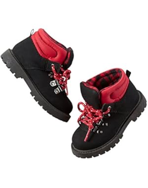 Boys Lace-Up Boots; Red/Black