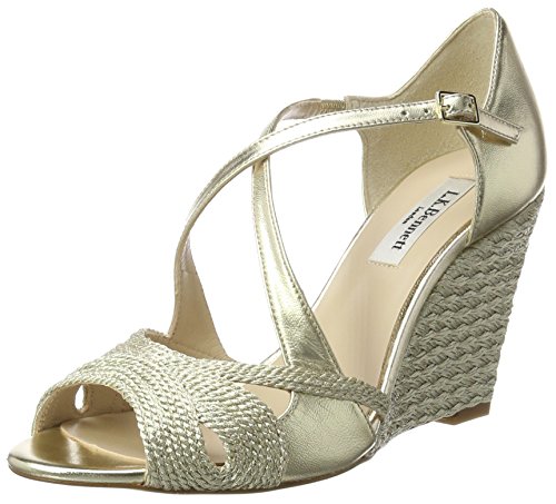 lk bennett gold wedges
